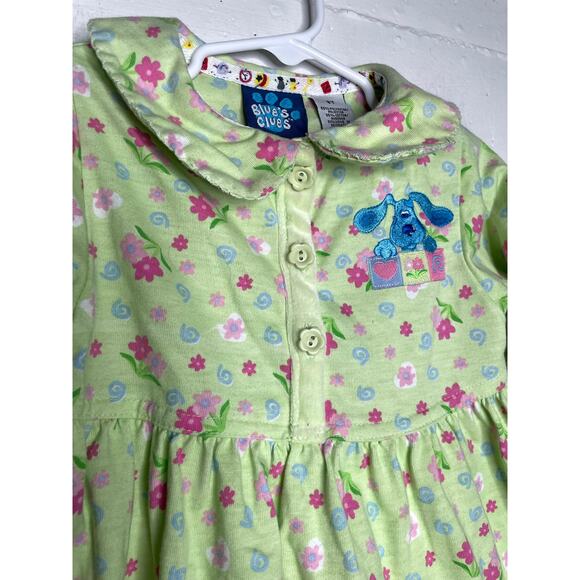Vintage Blues Clues Girls Dress Tunic Green Floral Size 3T - Picture 4 of 10